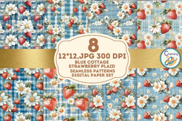 Blue Strawberry Plaid: A Pattern for Modern, Nostalgic Designs