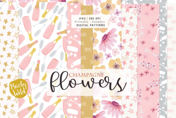 Celebrate with Champagne and Flower Patterns