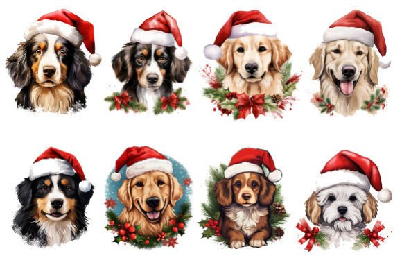 Christmas Dog Sublimation Clipart: Festive Design Assets