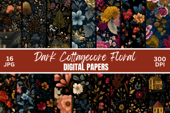 Dark Cottagecore Floral Seamless Pattern
