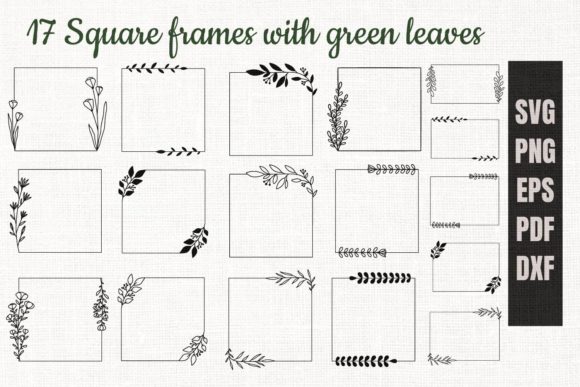 Elegant Botanical Borders: Square Frames with Leaves and Flowers
