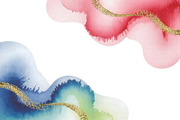 Elegant Pink Blue Gold Watercolor: A Luxury Design Asset