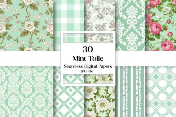 Mint Toile Digital Paper Pack: Vintage Elegance Refreshed