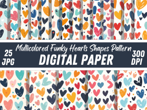 Multicolored Funky Hearts Shapes Pattern for Vibrant Designs