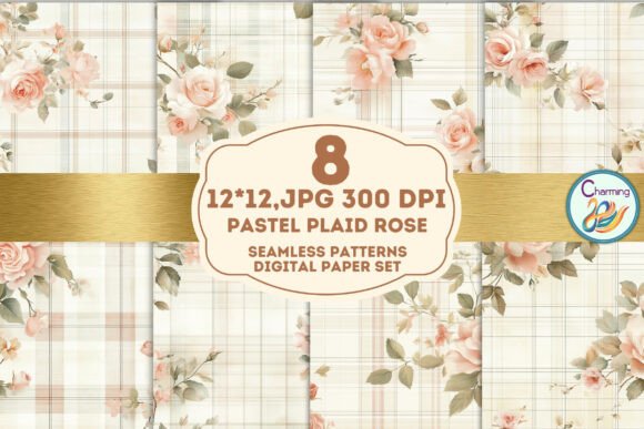 Seamless Paper: Pastel Plaid Rose for Creative Projects