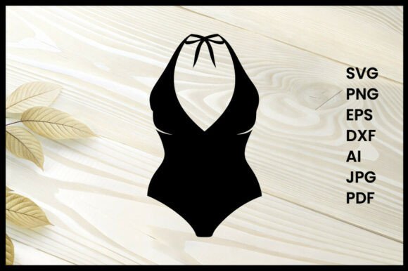 Stylish Halter Neck Swimwear Silhouette: A Vector Asset for Designers
